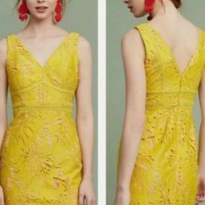 EUC MAEVE (ANTHROPOLOGIE) Women’s Gardenia Crochet Lace Dress Yellow Size 0P